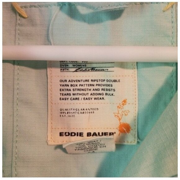 Eddie Bauer Cotton Mint Blue Zip-Up Hooded Cargo Jacket Size M Men's Coat - Picture 3 of 5